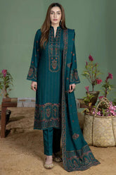 BAREEZE - 3PC DHANAK EMBROIDERED SHIRT WITH DHANAK EMBROIDERED DUPATTA AND TROUSER - HZU2534